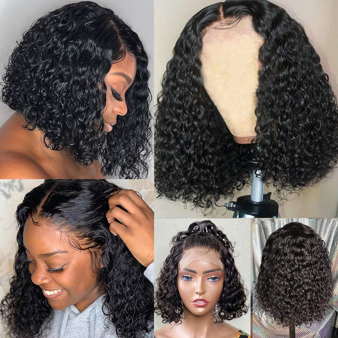 Kinky Curly Raw Brazilian Human Hair Short Bob Wigs Human Hair Swiss Lace Front Wigs For Black Women Pixie Cut Human Hair Wigs