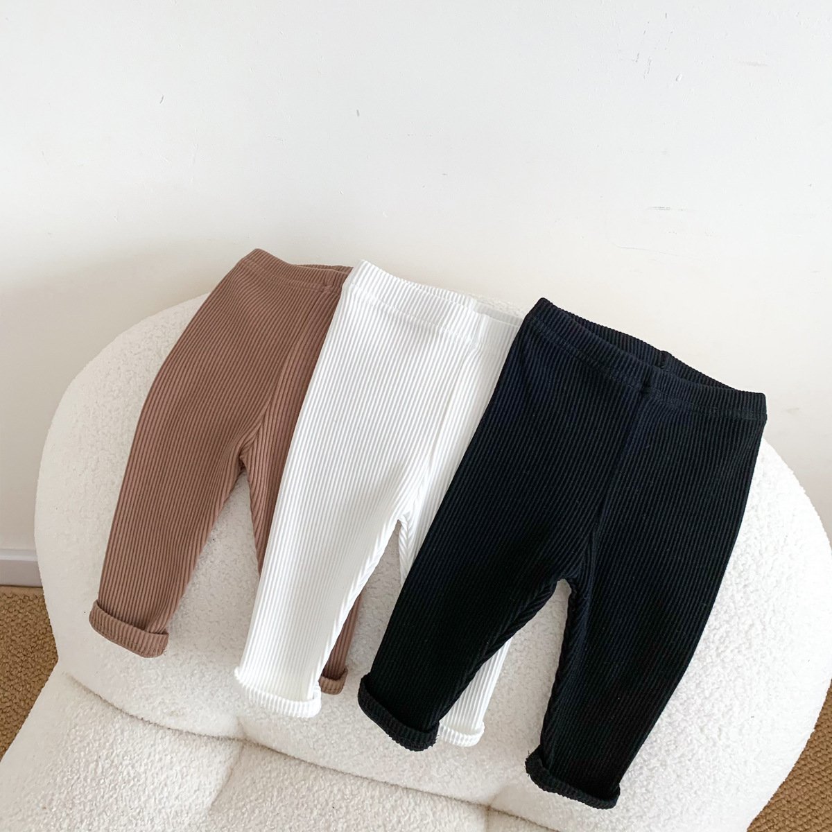 Wholesale Knitted Ribbed Pants Baby Toddler Unisex Striped Trousers Boy Girl kids Children Pants