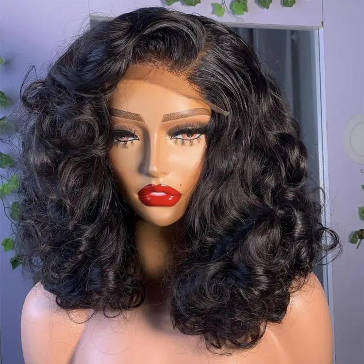 Top Grade Lace Wavy Cheap Short Bob Wig,10-12 Inch Brazilian Hair Lace Front Wig,Virgin Remy 100%Unprocessed Real Human Hair Wig