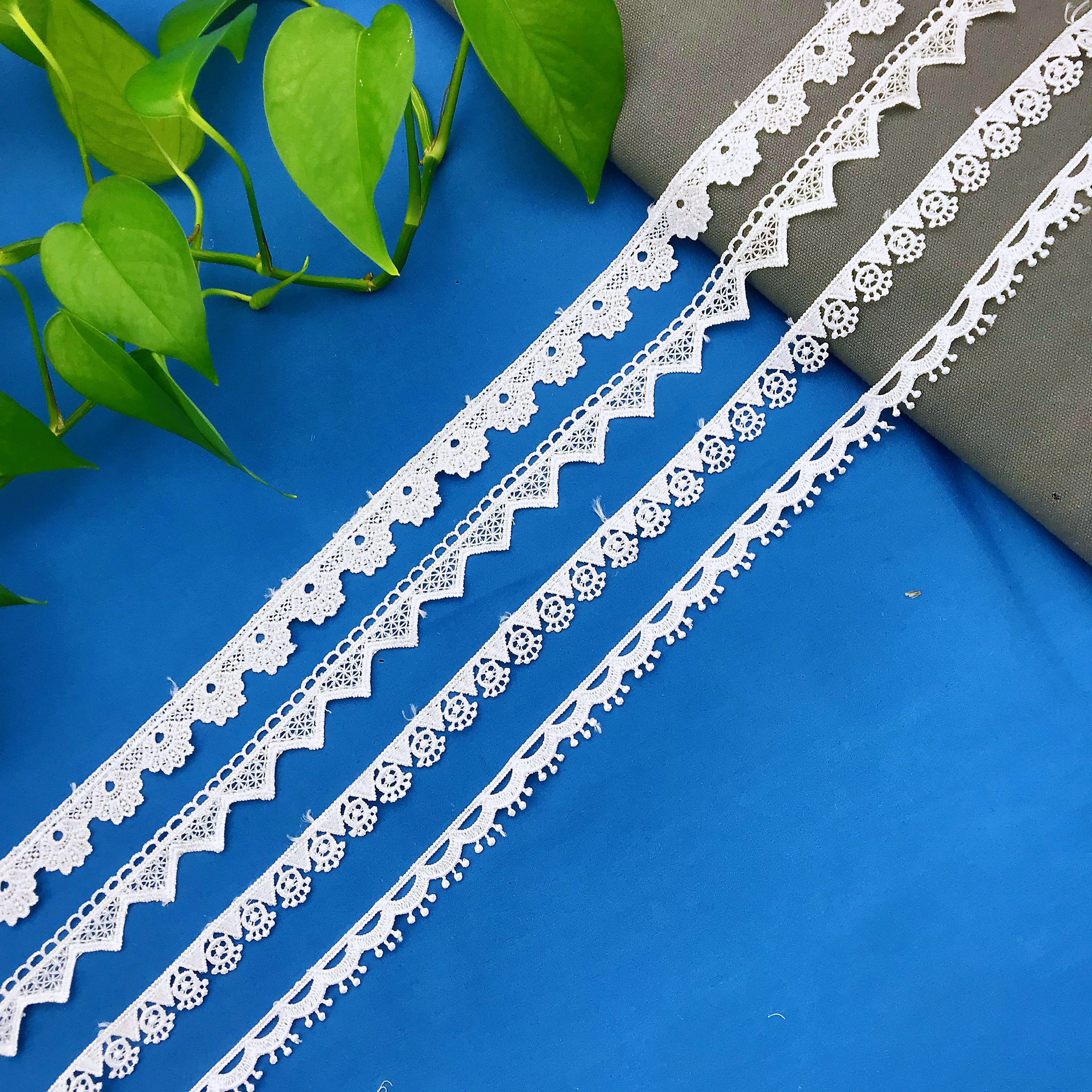 Garment Accessories Lace Factory Wholesale Africa France White Chemical Polyester Embroidery Lace For Dress Trim