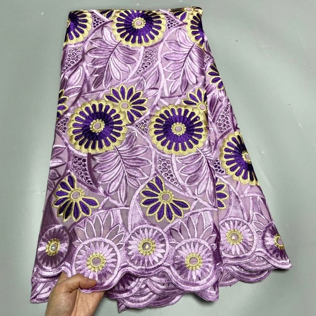 ACI 100% Cotton Lace Fabric Swiss Voile Nigeria Embroidery Fabric 5 Yards/Piece High Quality Lace For African Wedding Dress