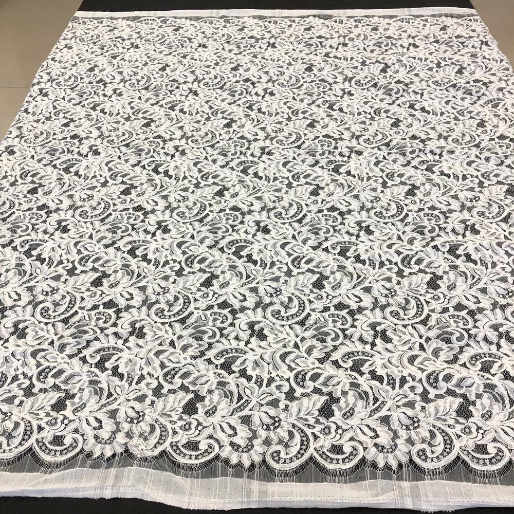 Wholesale embroidery white guipure heavy lace fabric 100% nylon vintage wedding curtain fabric with cording