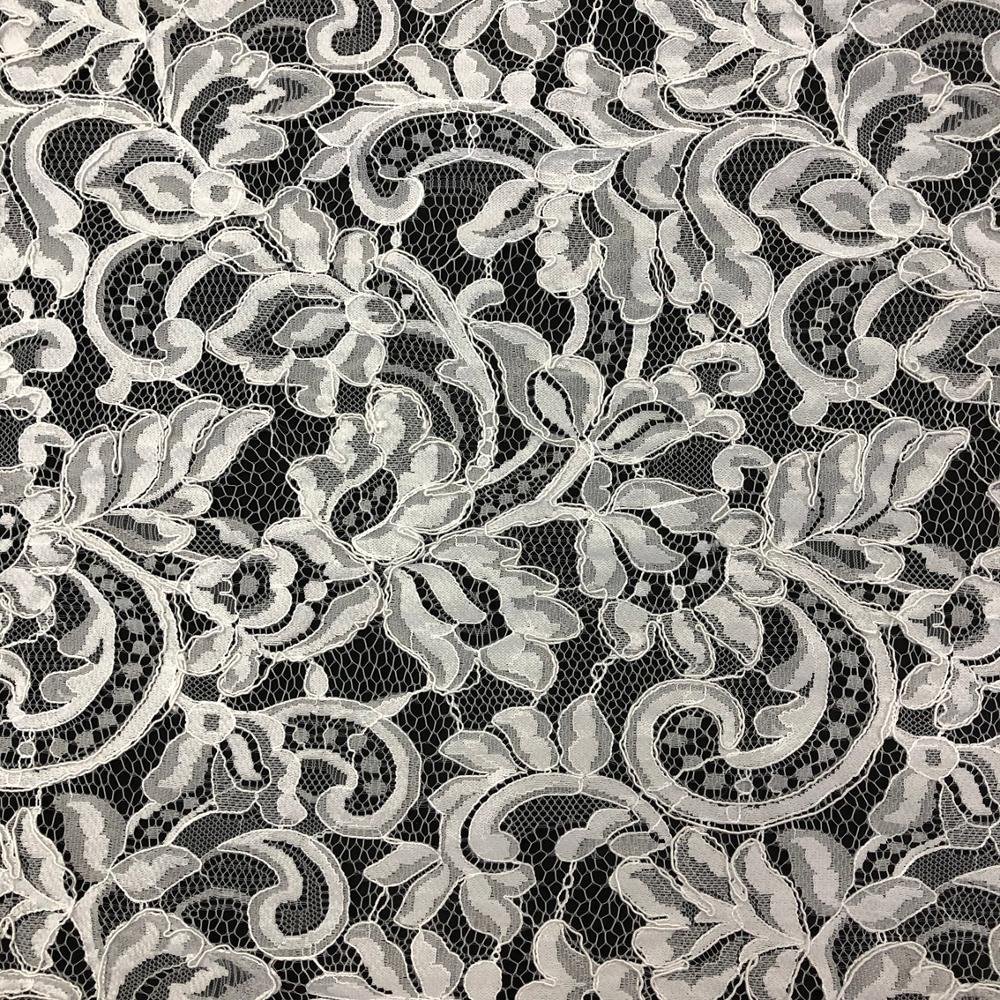 Wholesale embroidery white guipure heavy lace fabric 100% nylon vintage wedding curtain fabric with cording