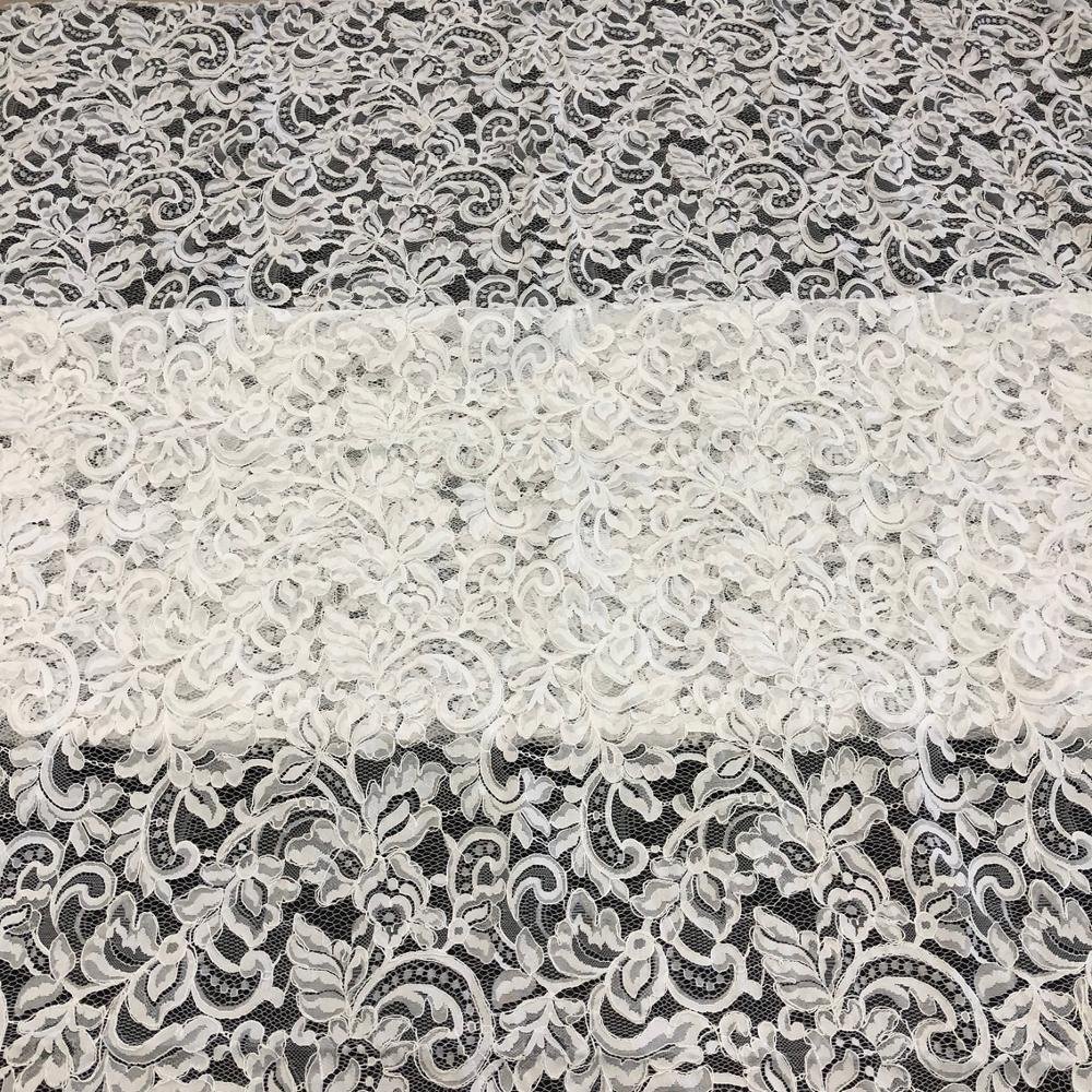 Wholesale embroidery white guipure heavy lace fabric 100% nylon vintage wedding curtain fabric with cording