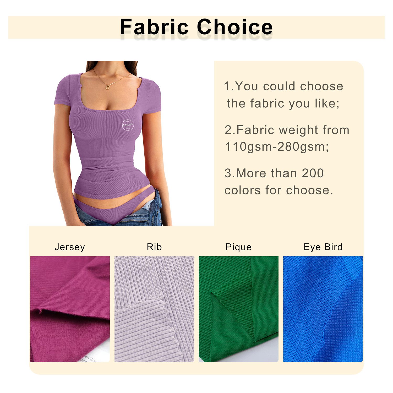 Wholesale Summer Casual Women's T-shirt Short Sleeves Ribbed Custom Logo Printed Slim Fit Sexy U Neck Tshirt Plain