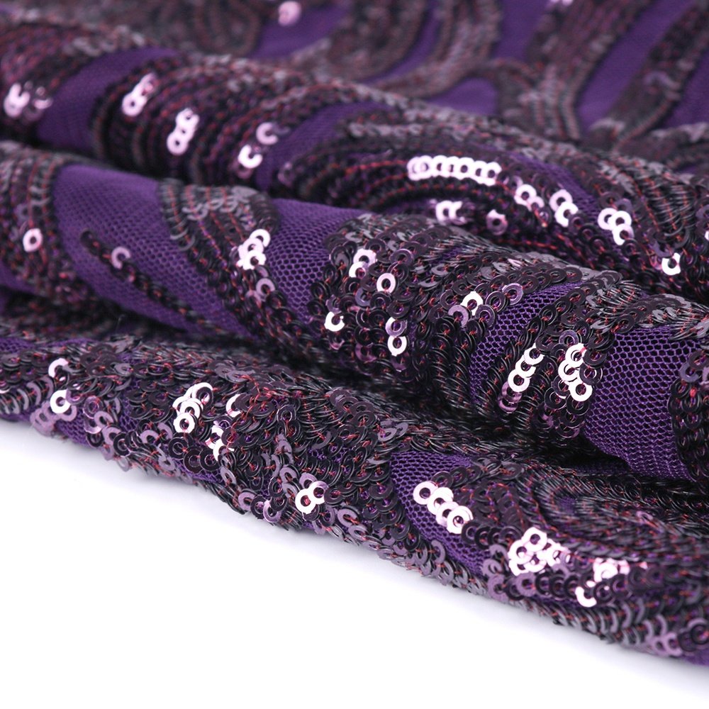 African 3D High-grade Fashion Purple European Style Mesh Fabric Embroidered for Wedding 100% Polyester Embroidery Fabric Woven /