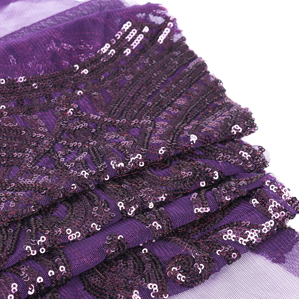 African 3D High-grade Fashion Purple European Style Mesh Fabric Embroidered for Wedding 100% Polyester Embroidery Fabric Woven /