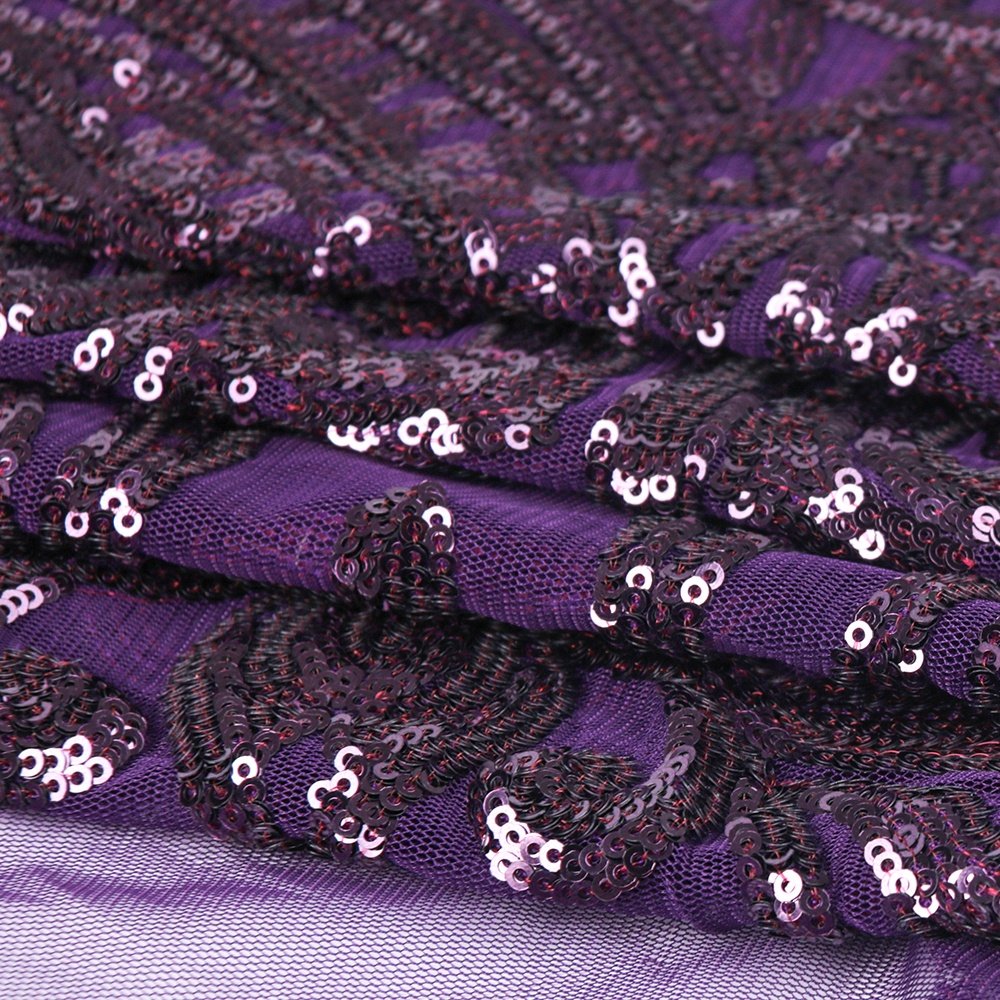 African 3D High-grade Fashion Purple European Style Mesh Fabric Embroidered for Wedding 100% Polyester Embroidery Fabric Woven /