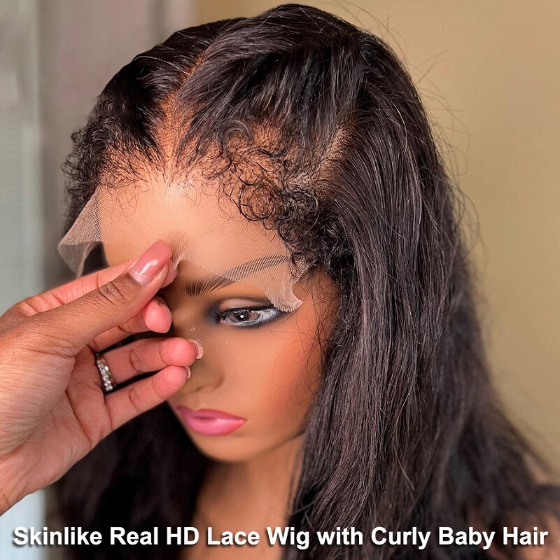 Raw Vietnamese 4C Edge Texture Hairline Lace Wig Human Hair Baby Hair Glueless Full HD Lace Frontal Wigs Natural Human Hair Wigs