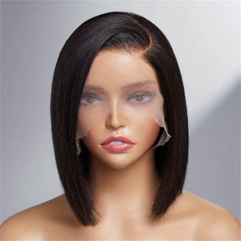 Hot Sale Vietnamese Black Bob Human Hair Wig Transparent Glueless Lace Bob Wig Cheap Lace Frontal Wigs Super Double Drawn Hair