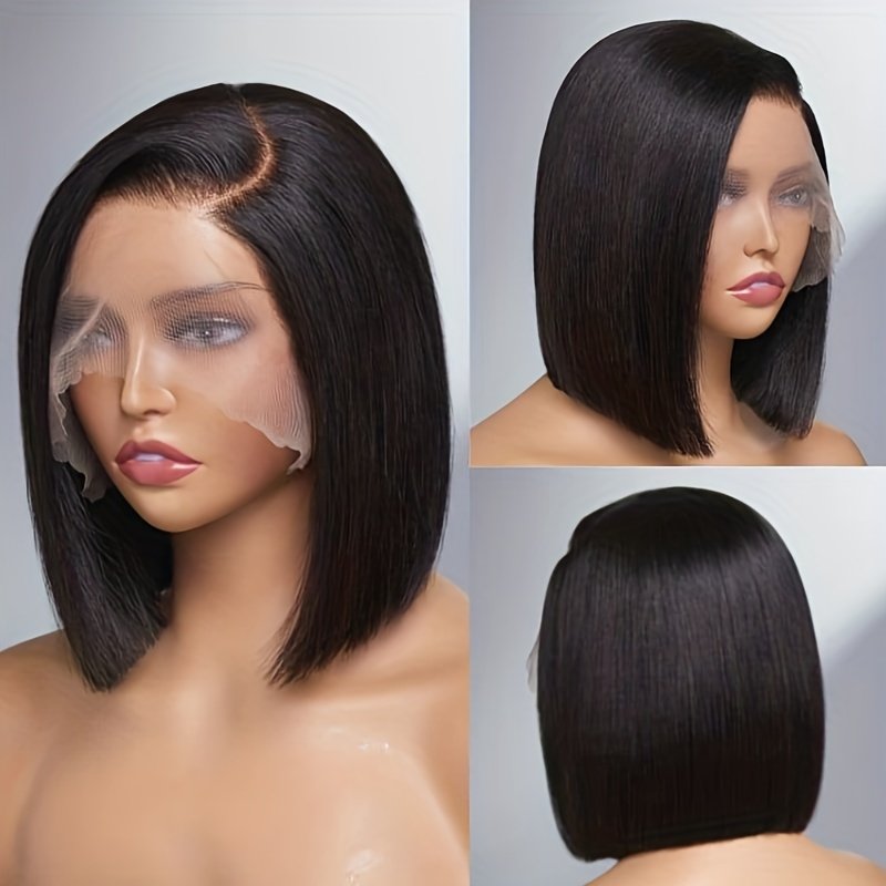 Hot Sale Vietnamese Black Bob Human Hair Wig Transparent Glueless Lace Bob Wig Cheap Lace Frontal Wigs Super Double Drawn Hair