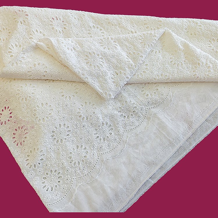 Factory Direct Elegant Nigerian Women's Embroidery Fabrics Cotton White Children's