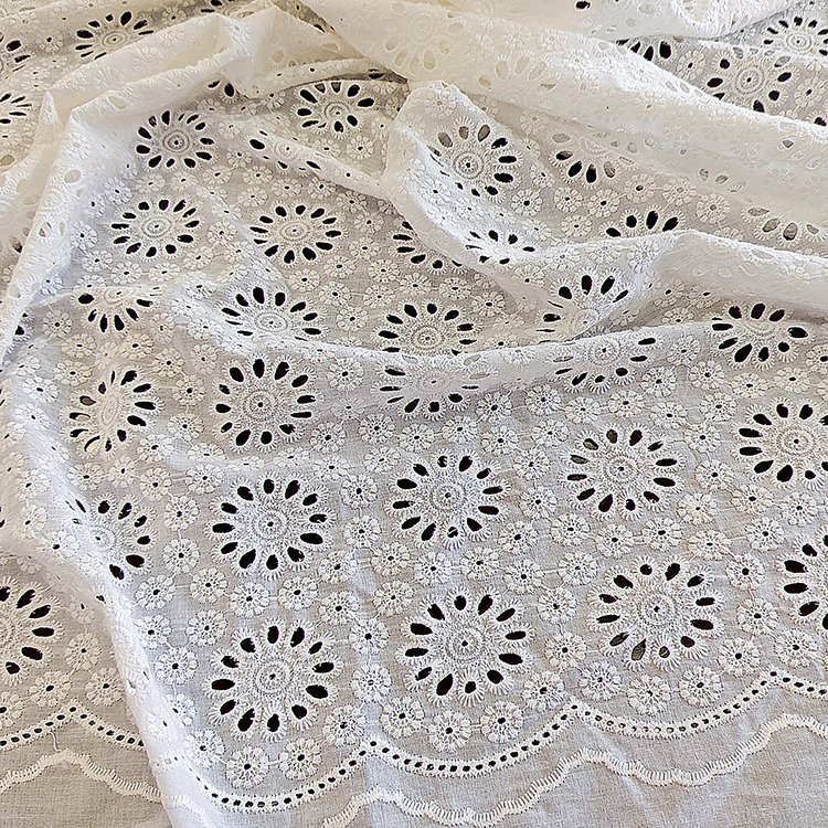 Factory Direct Elegant Nigerian Women's Embroidery Fabrics Cotton White Children's