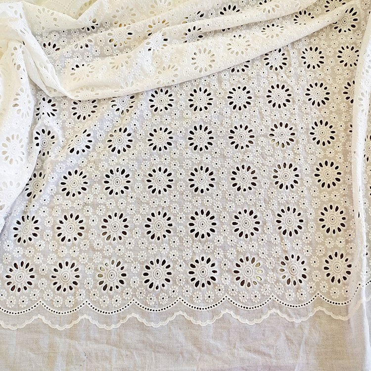 Factory Direct Elegant Nigerian Women's Embroidery Fabrics Cotton White Children's