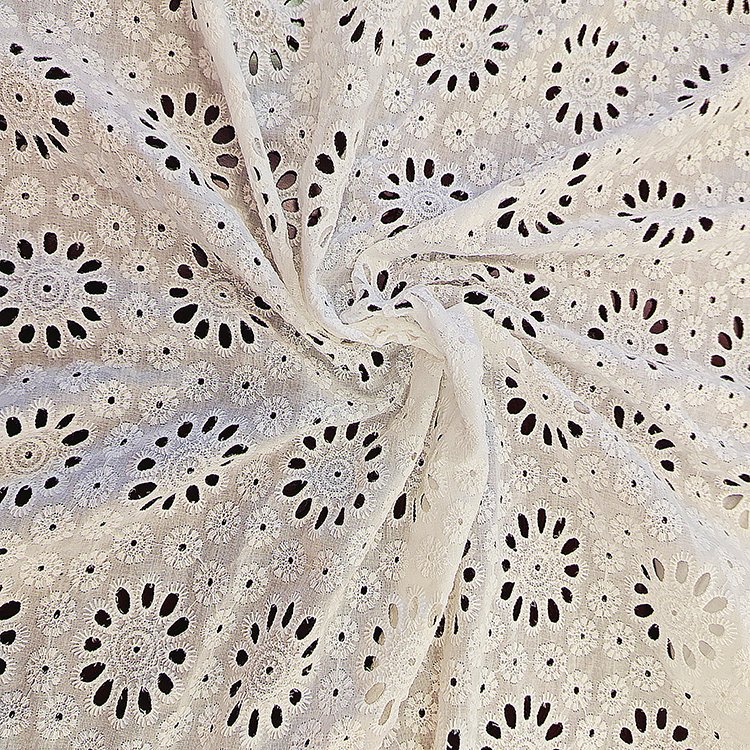 Factory Direct Elegant Nigerian Women's Embroidery Fabrics Cotton White Children's