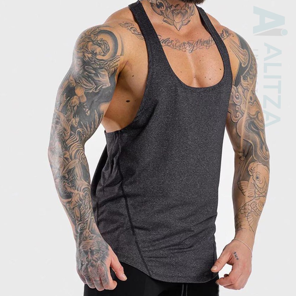 OEM Logo Custom Running Blank Vintage Ringer 100% Cotton Tanktop Retro Style Gym Stringer Plain Sport Body Building Fitness