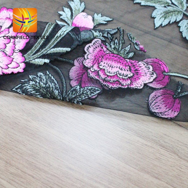 best selling 10 years experience china supplier laser cut flower embroidery design fabric