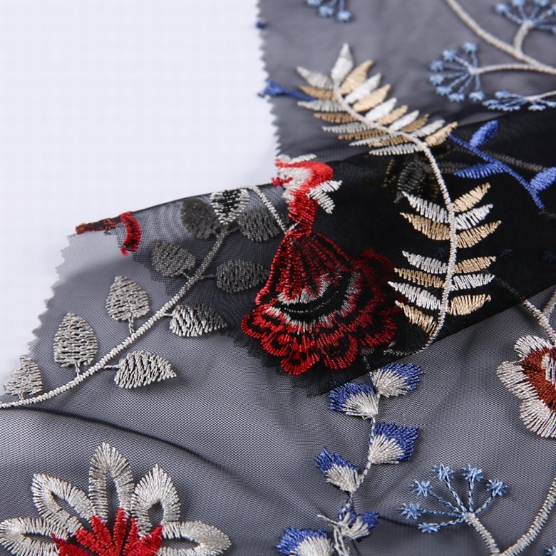 HA-15757 Multi Color Cheap Tulle Garment 3d Flower Lace Embroidered Fabric African Fabric