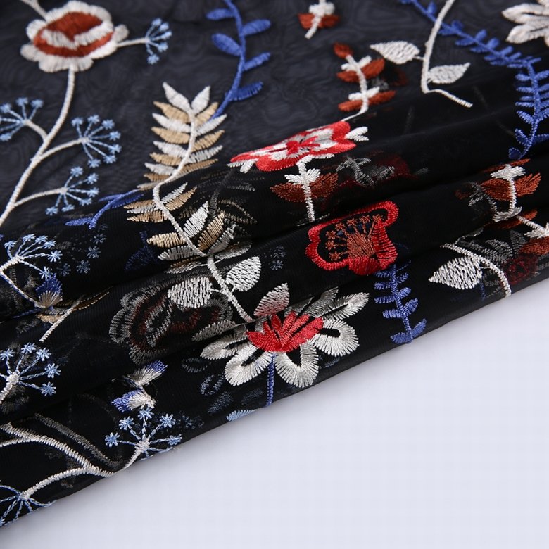 HA-15757 Multi Color Cheap Tulle Garment 3d Flower Lace Embroidered Fabric African Fabric