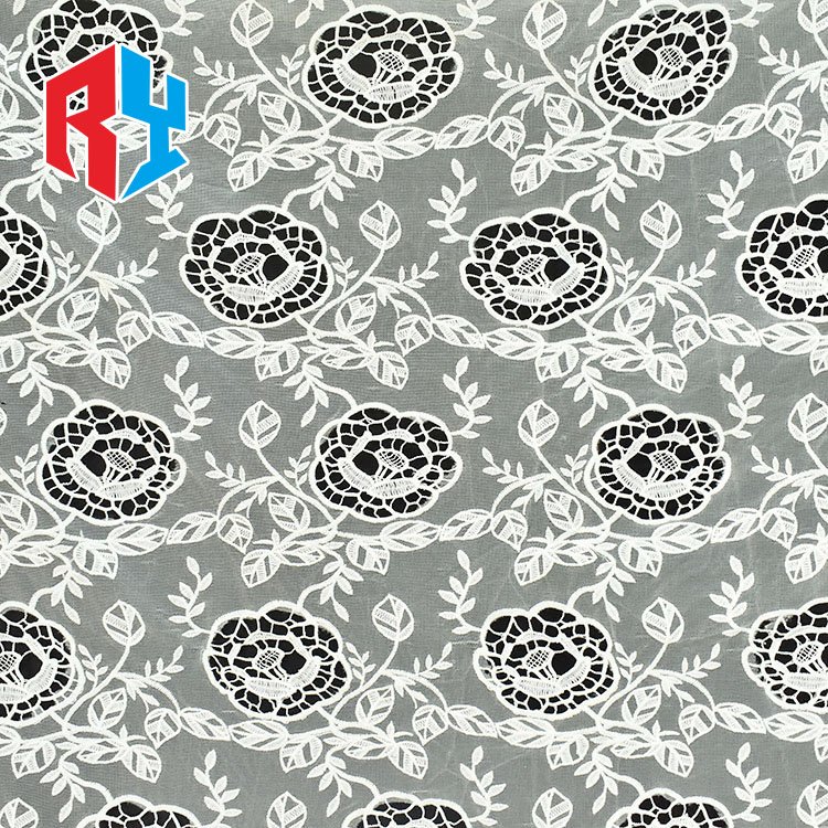 2024 Hot sale french floral design 61" 104gsm embroidery mesh tulle lace fabric for dresses wedding
