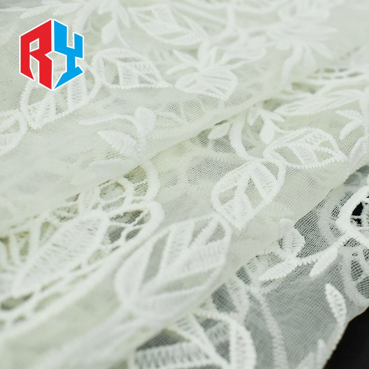 2024 Hot sale french floral design 61" 104gsm embroidery mesh tulle lace fabric for dresses wedding
