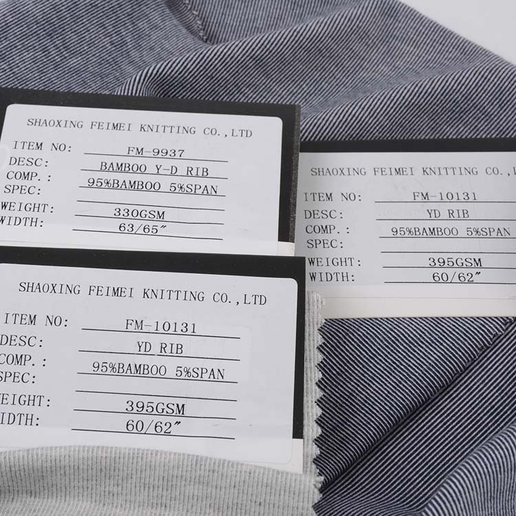 Wholesale ECO Friendly Custom Yarn Dye 95% Bamboo Fiber 5% Spandex Stretch Rib Bamboo Knit Fabric For Sale