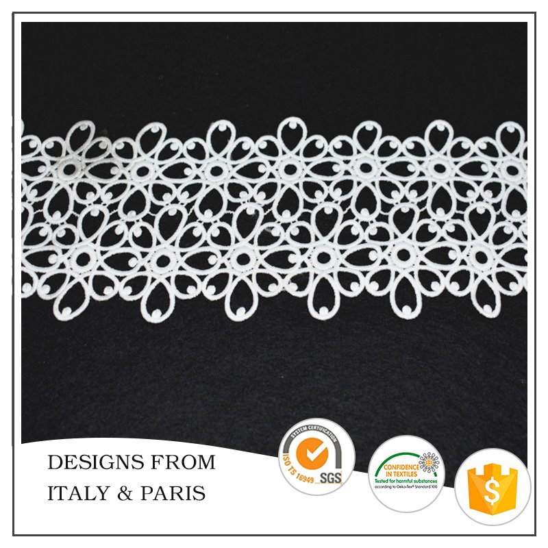 Free sample Customized design 11cm Quality Soluble Lace Trim for Dresses
