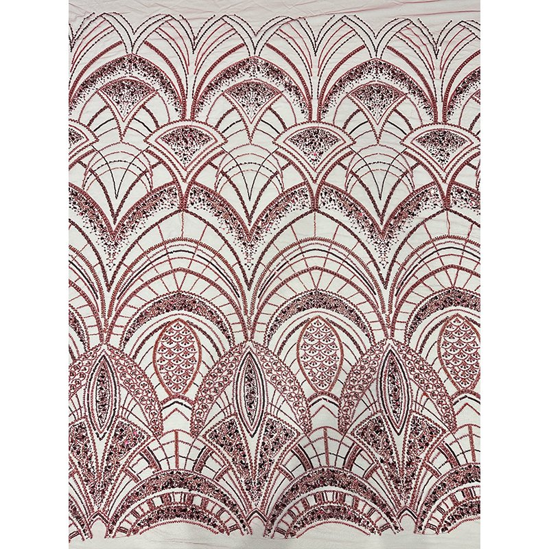 Bridal Lace Fabric Beaded Embroidery White Beaded Lace Fabric from India Sequin Fabric Disco