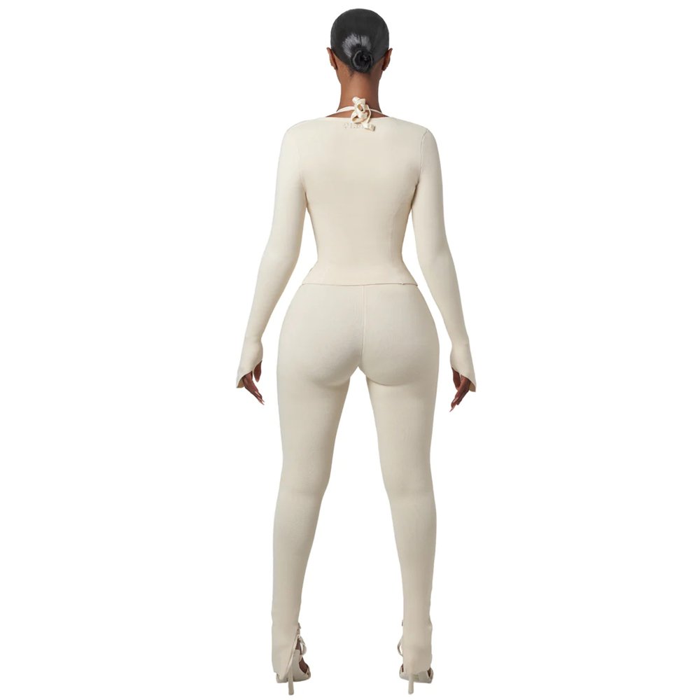 2024 Summer Loungewear Two Piece Pants Set Custom Logo Rib Short Shirt And Leggings Two Piece Pants Lounge Wear Set Women