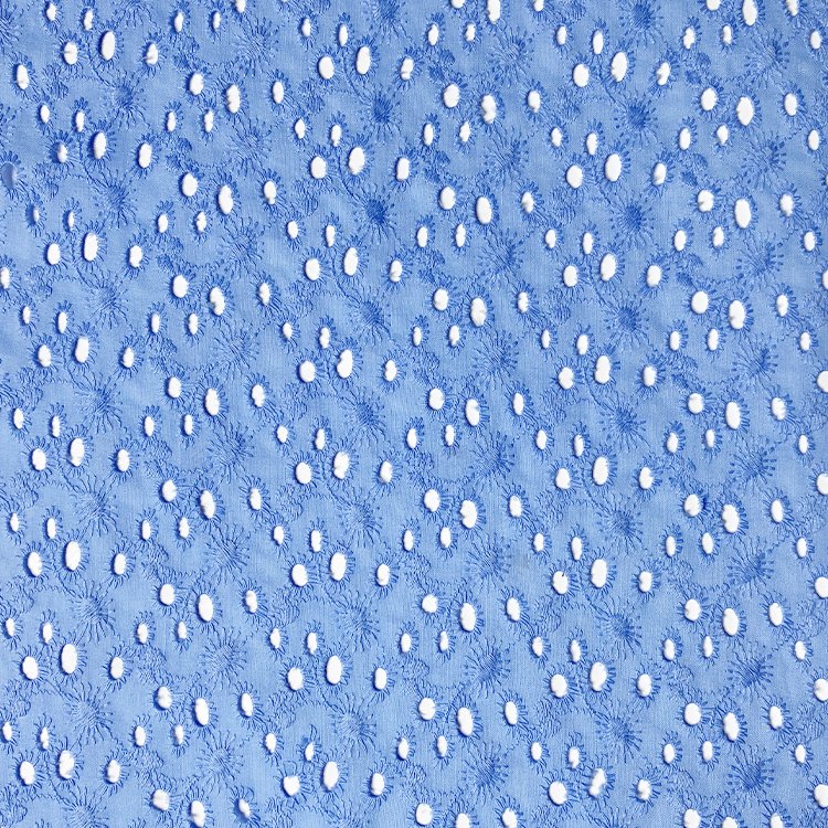Harvest 100% organic cotton voile dyed eyelet floral embroidery fabric from manufacturer for women and girls