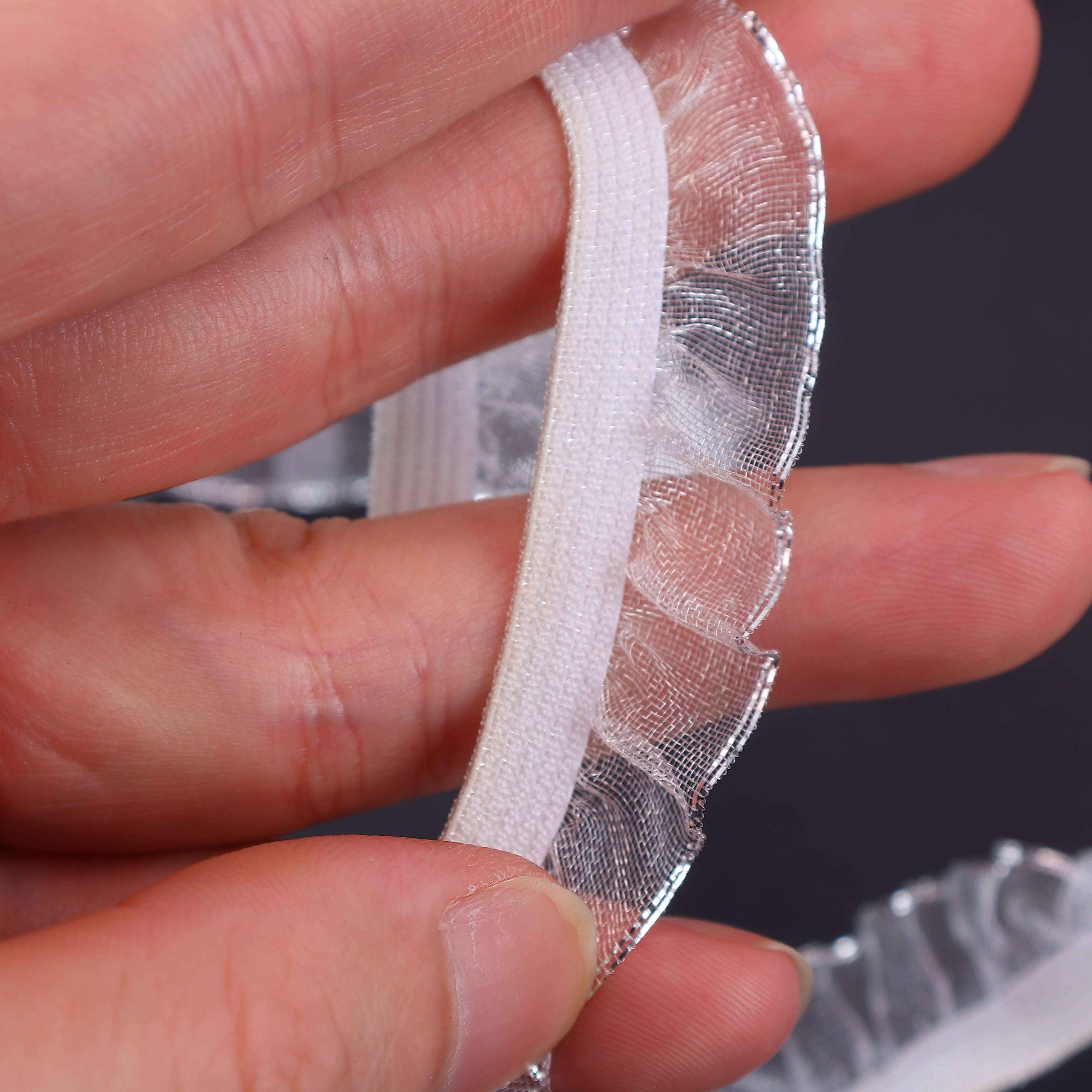 Factory wholesale agaric lace argent elastic webbing transparent lace nylon spandex elastic belt