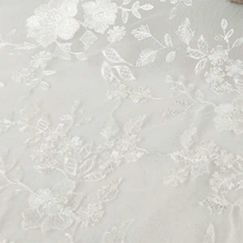 Luxury White Embroidery Mesh Lace Fabric Sewing Fabric for Fashion Wedding Dress Mesh Top Sustainable Embroidered