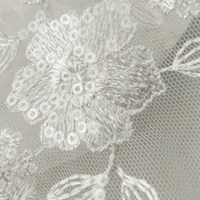 Luxury White Embroidery Mesh Lace Fabric Sewing Fabric for Fashion Wedding Dress Mesh Top Sustainable Embroidered