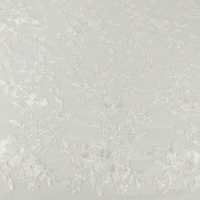 Luxury White Embroidery Mesh Lace Fabric Sewing Fabric for Fashion Wedding Dress Mesh Top Sustainable Embroidered