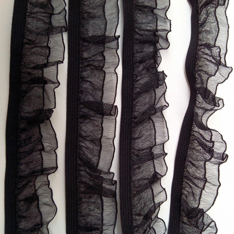 wholesale fancy elastic organza ruffle lace trim for garments TC56