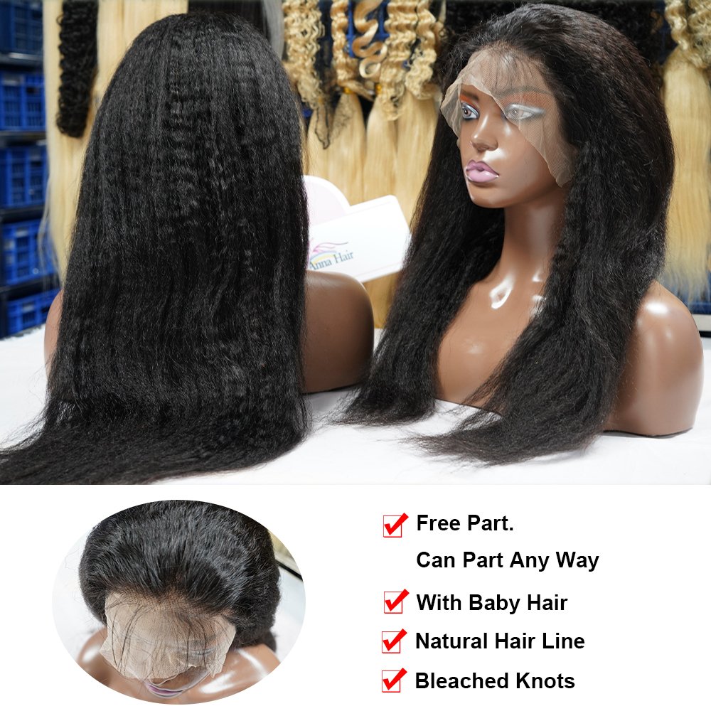 Cheap Wholesale Yaki Kinky Straight Hd Full Lace Frontal Wig Raw Brazilian Virgin Human Hair Transparent Lace Front Wig Vendor