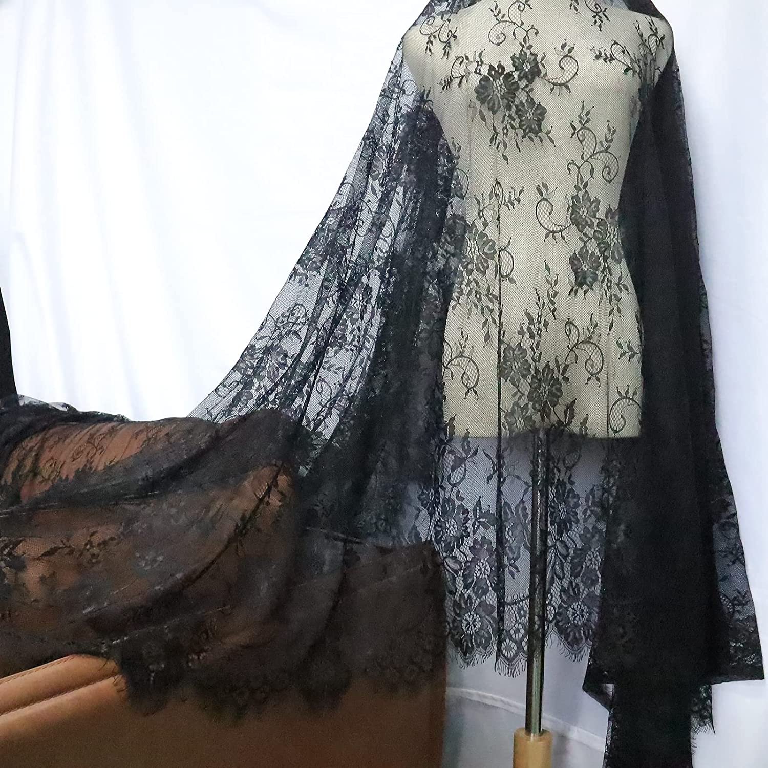 Jacquard Style Luxury Bridal Lace Fabric Stock Pattern Wine Red 3D Flower Embroidered Cotton & Polyester for Weddings Girls