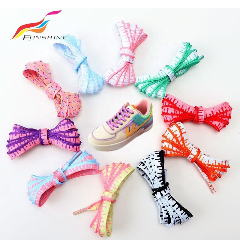 Flat Individual Gradient Ice Cream Shoelaces Shoe Laces for High-top Canvas Sneakers