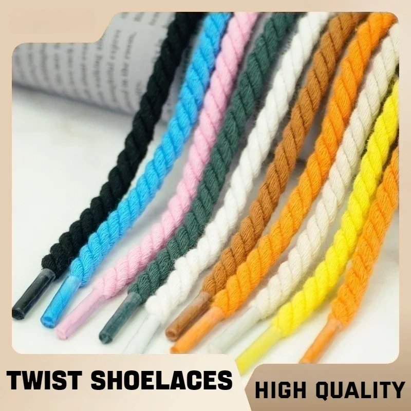 New Rope Sneakers boots shoe laces round Rope shoe laces 0.6CM thicker cotton braided Sneaker shoe laces for AF1/AJ1 1 pair