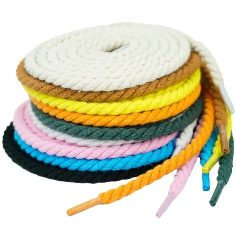 New Rope Sneakers boots shoe laces round Rope shoe laces 0.6CM thicker cotton braided Sneaker shoe laces for AF1/AJ1 1 pair