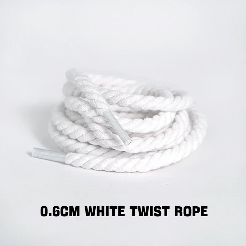 New Rope Sneakers boots shoe laces round Rope shoe laces 0.6CM thicker cotton braided Sneaker shoe laces for AF1/AJ1 1 pair