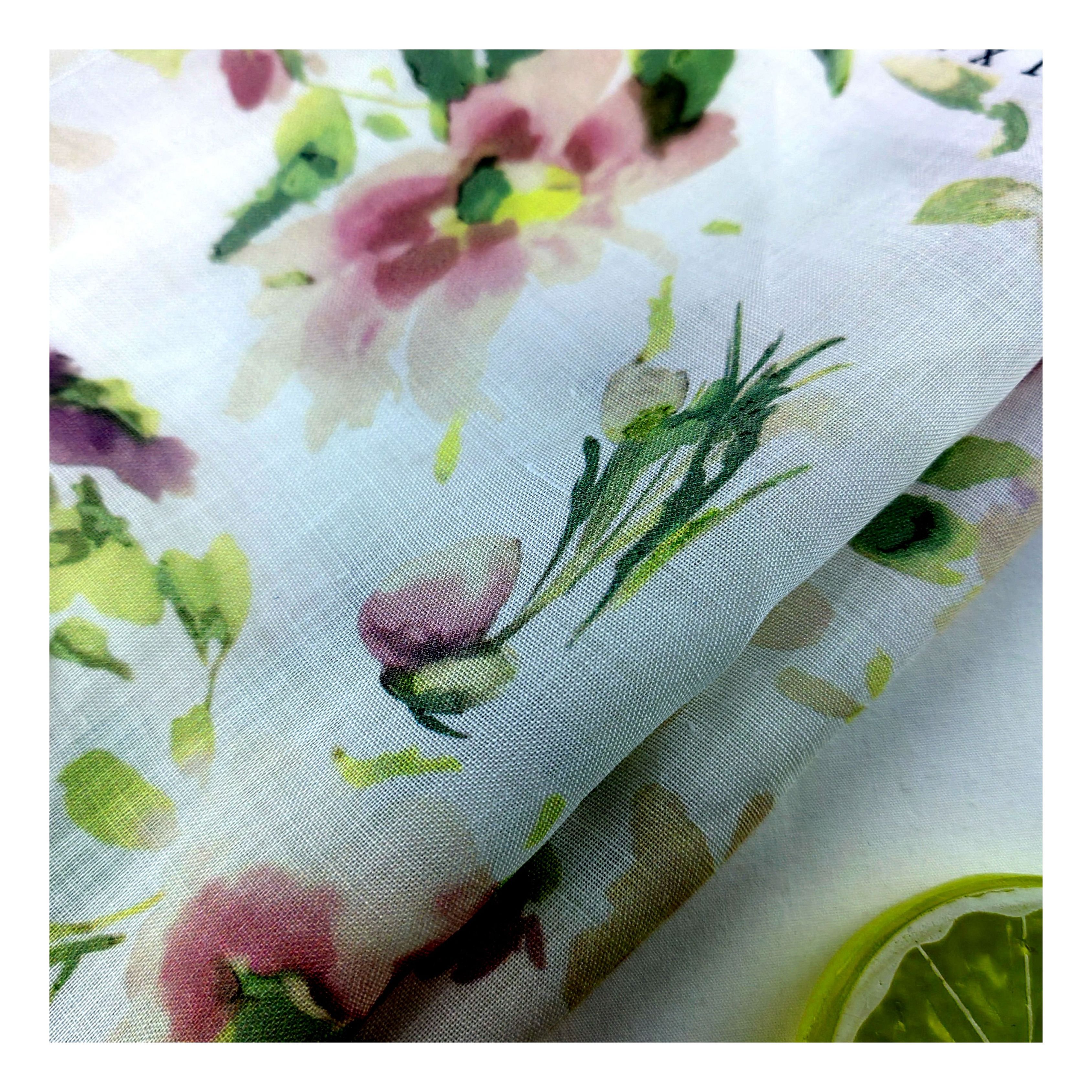 Pure Linen prints fabric natural fiber linen printed fabric for linen casual dress shirts