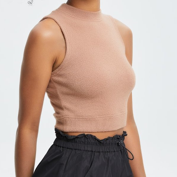 2022 Soft Polyester Knitted Fashionable Sexy Crewneck Tank top Hot Knitted Blouse Shirts for Women