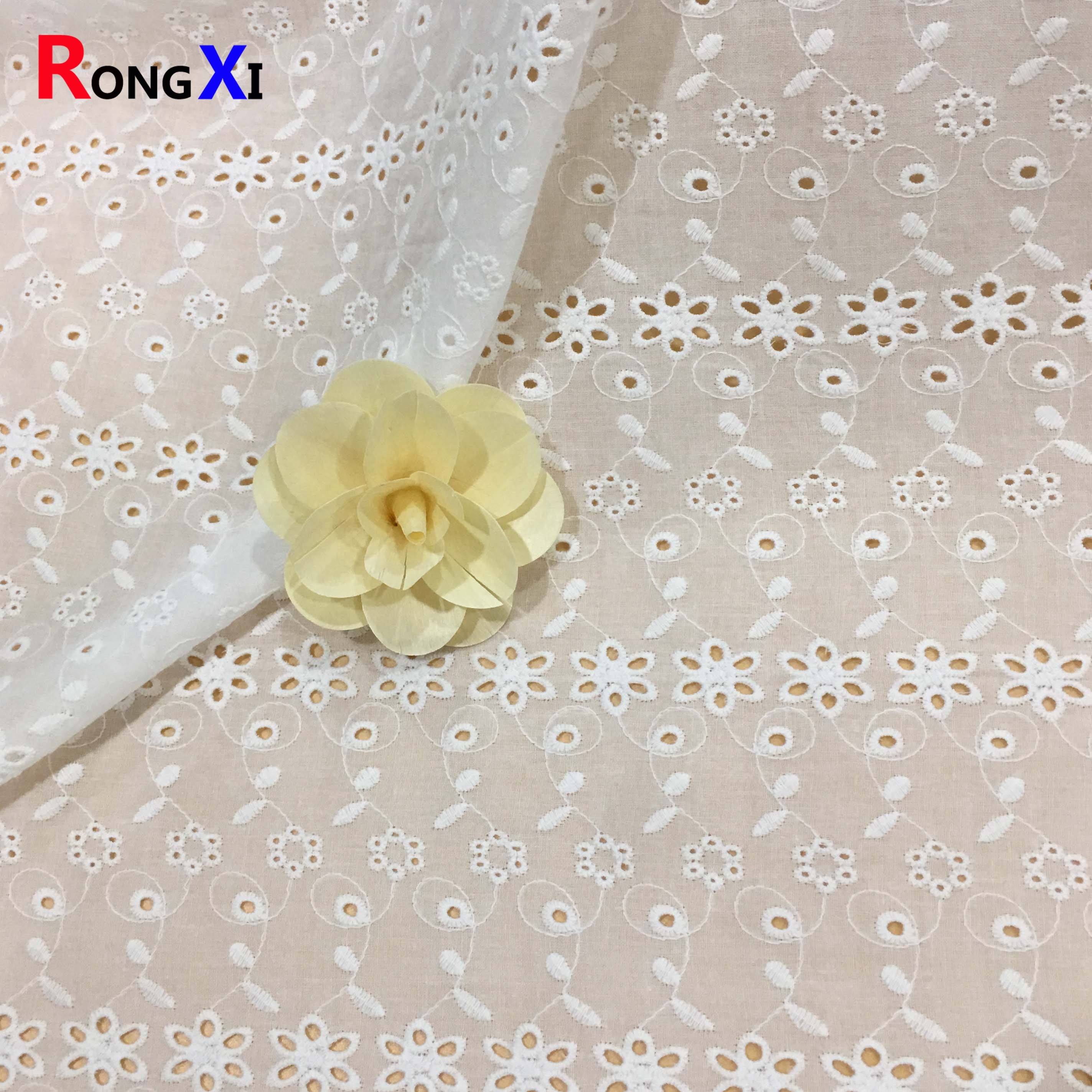 RXF2075 Embroidery Fabric Textile Lace Fabric Wholesale Cotton Fabric Custom