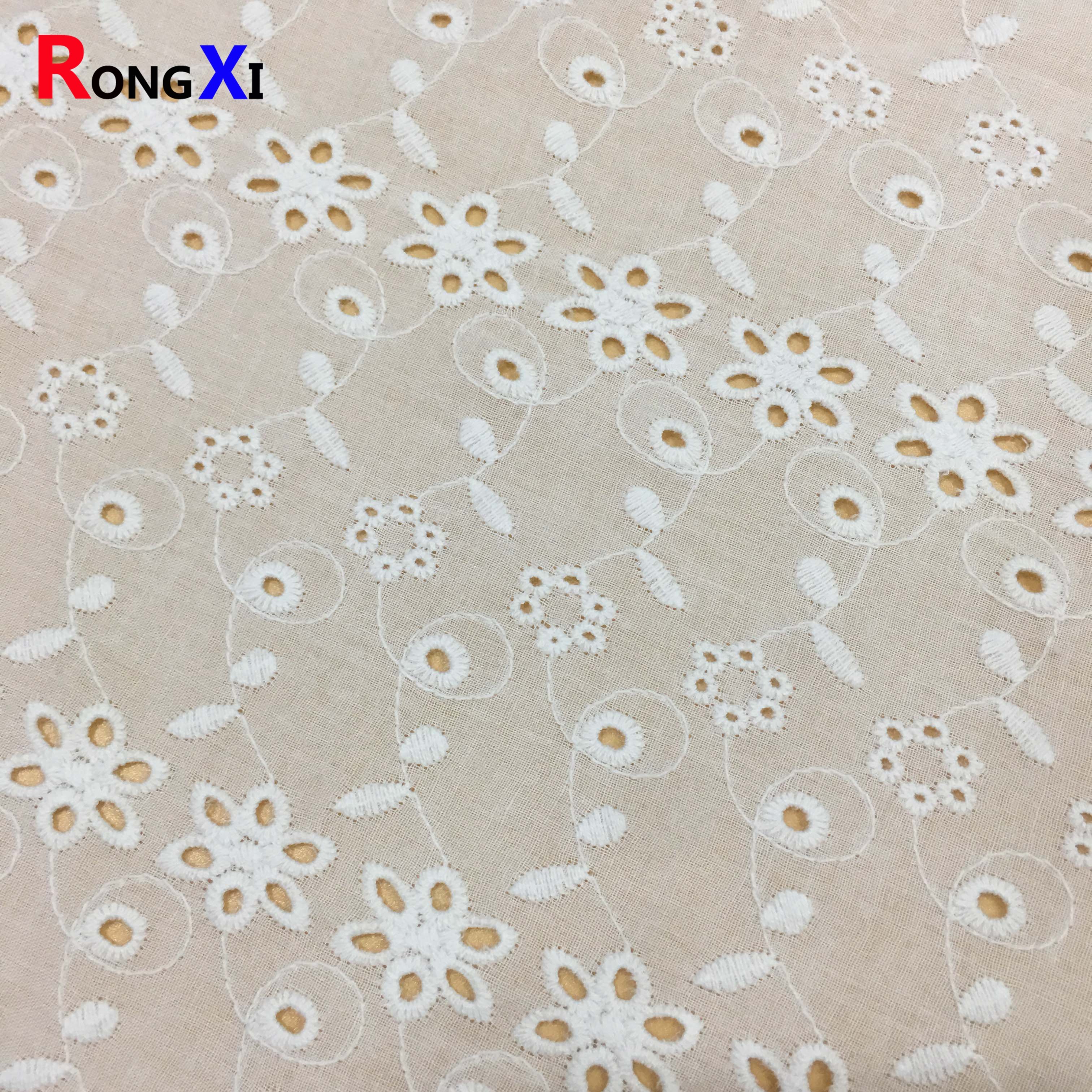RXF2075 Embroidery Fabric Textile Lace Fabric Wholesale Cotton Fabric Custom