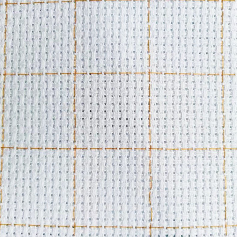 14ct white aida fabric with orange line supplier 14ct aida cloth embroidery cloth with grid
