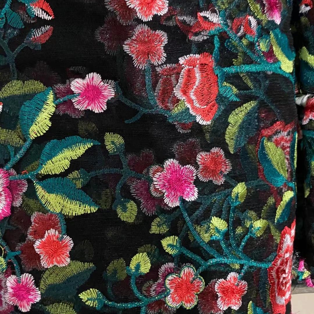 Hot sell embroidery cotton fabric stitchwork polyester fabric