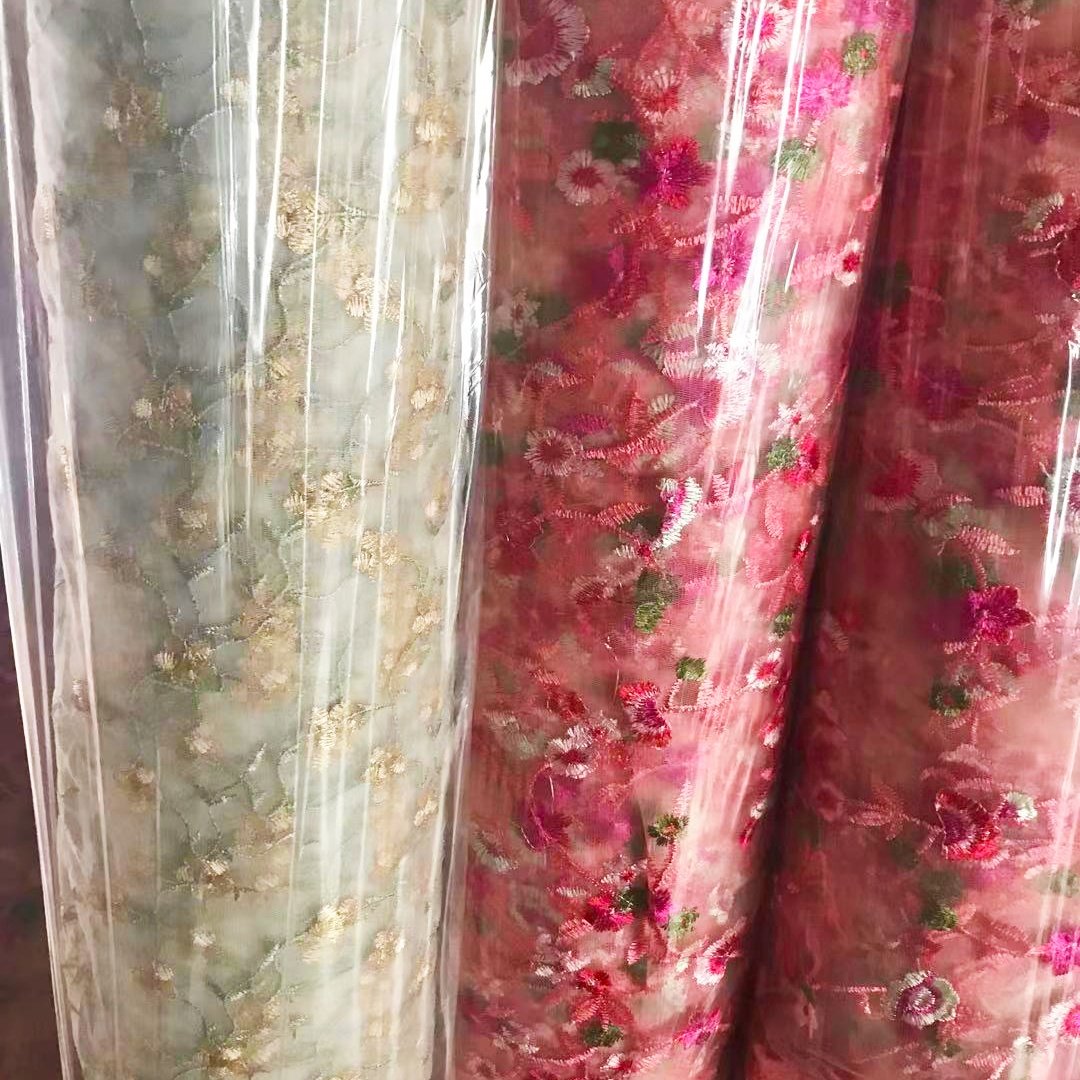 Hot sell embroidery cotton fabric stitchwork polyester fabric