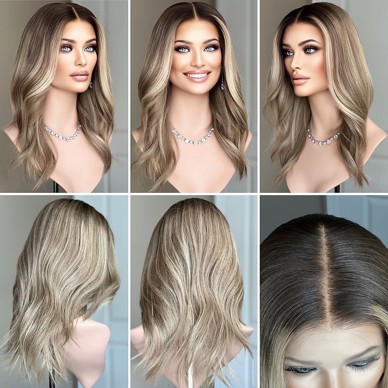 Premium Double Drawn European Hair Brunette Blonde Balayage Color HD Luxe Lace Top With Realistic Scalp Lace Front Wig For Women
