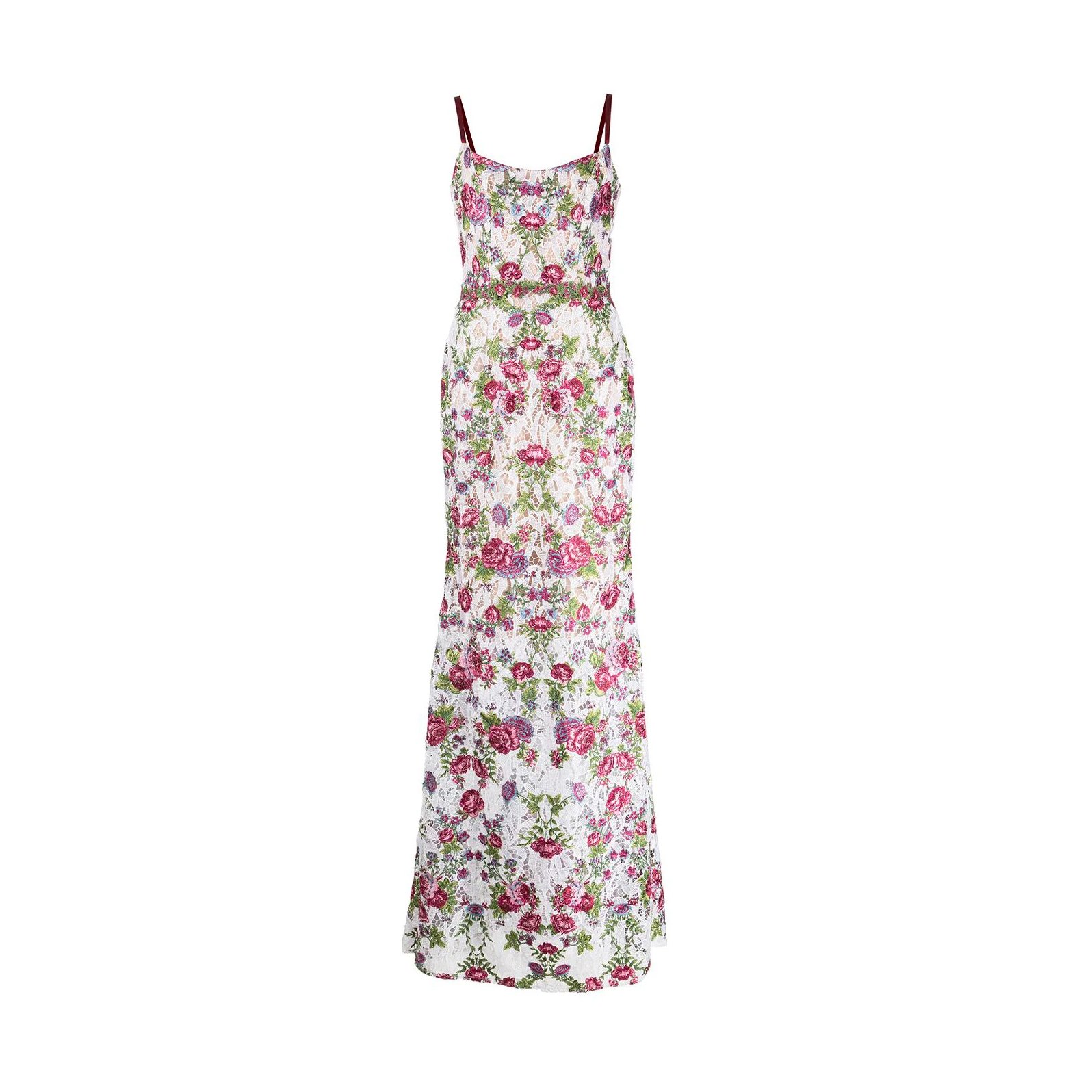 Fashion Trends Designer Luxury Clothes Spaghetti Strap Long Maxi Lace Modest Floral Elegant Evening Gown Dress for Women